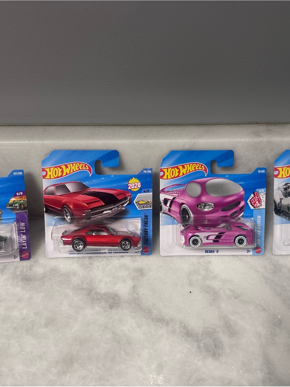 Hot wheels Kids Toy Car Pack - Red and Purple Collector Vehicles